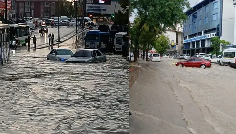 Ankara'da Sağanak Yağış Sonrası Arabalar Sürüklendi, Hasar Büyüdü